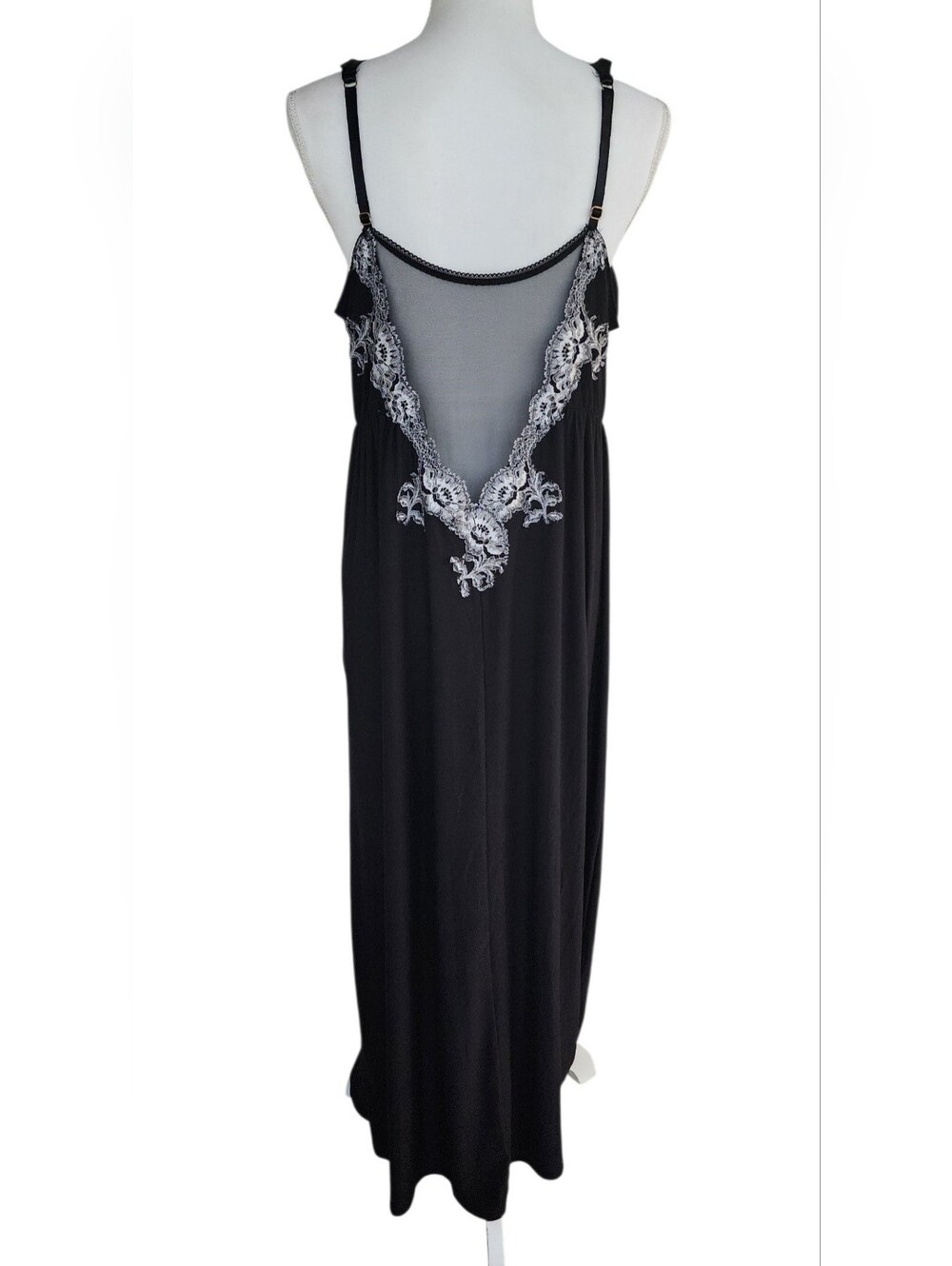 Soma Black Maxi Nightgown with White Lace Trim - Picture 2 of 9